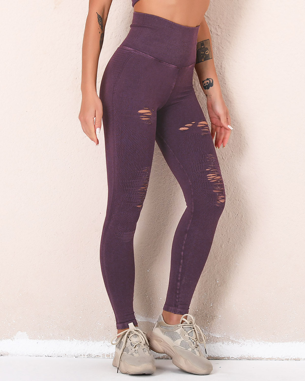 Abigail Ripped Leggings - Purple – Amelia Activewear