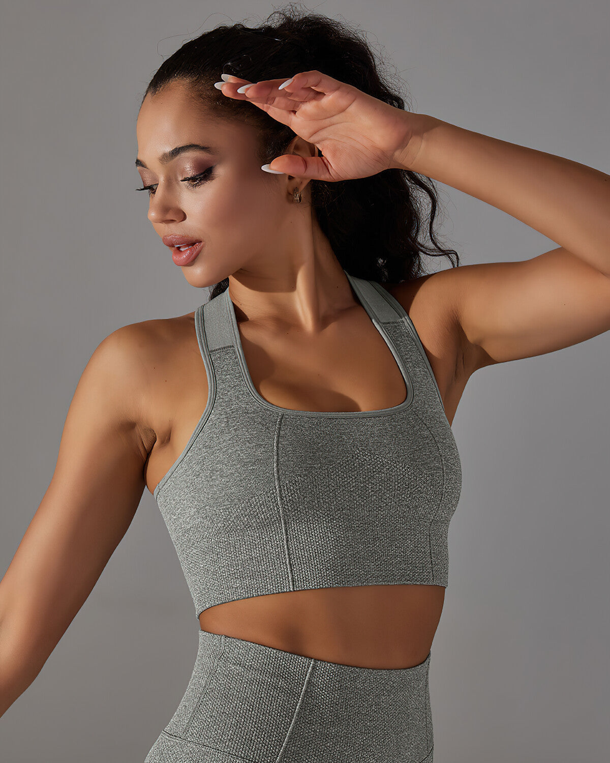 Alodia Racerback Sports Bra - Grey