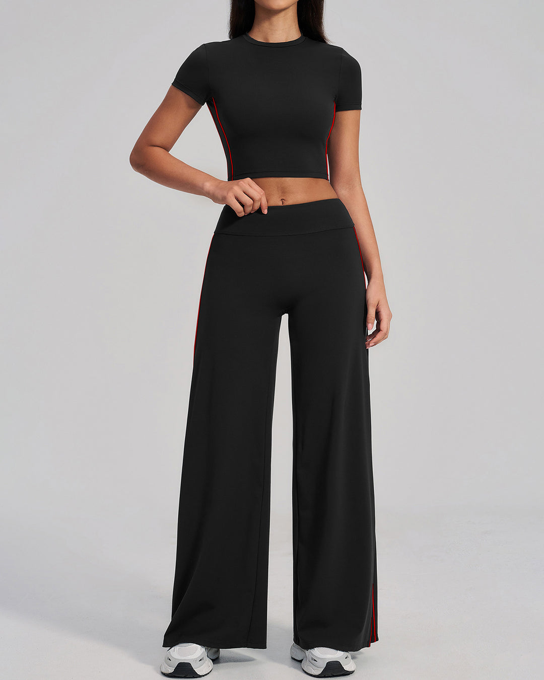 Alora Crop Tee - Black Red