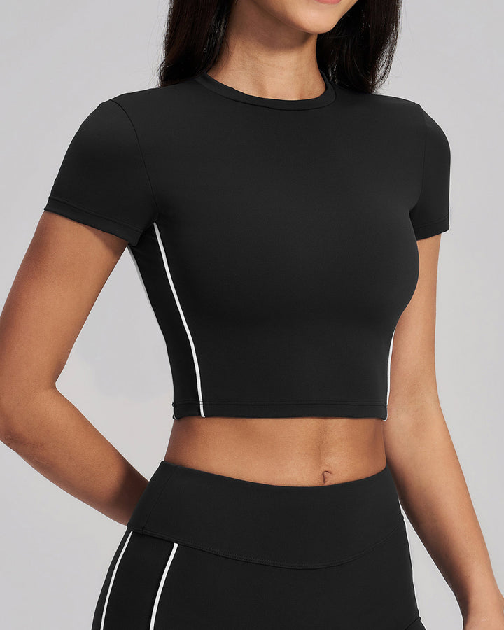 Alora Crop Tee - Black White
