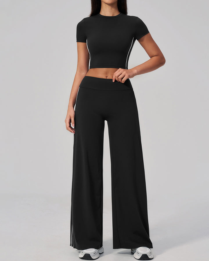Alora Crop Tee - Black White