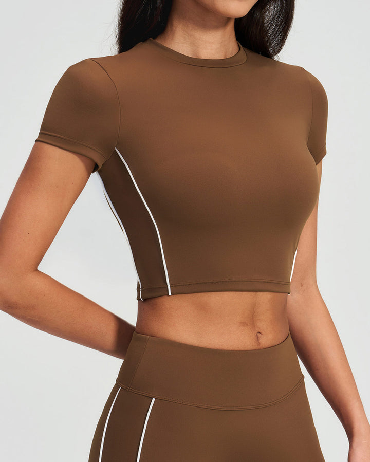 Alora Crop Tee - Brown