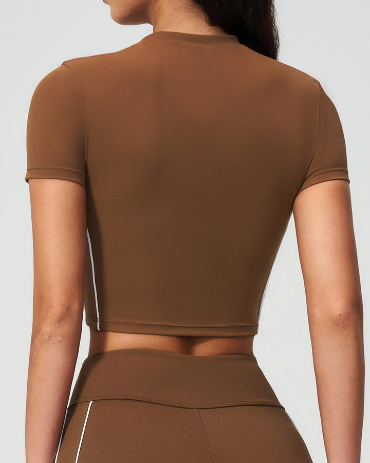 Alora Crop Tee - Brown