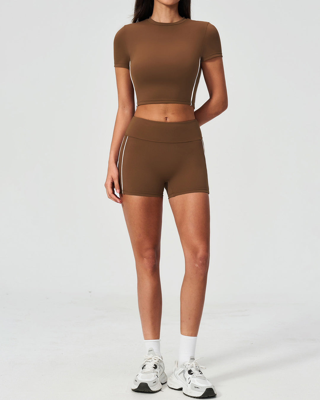 Alora Crop Tee - Brown