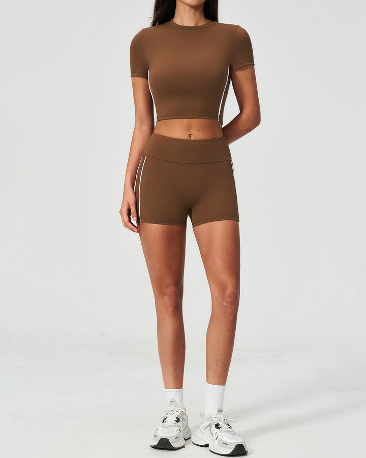 Alora Crop Tee - Brown