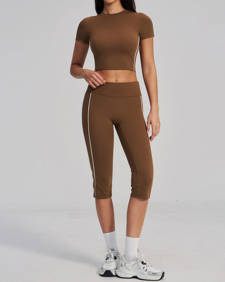 Alora Crop Tee - Brown