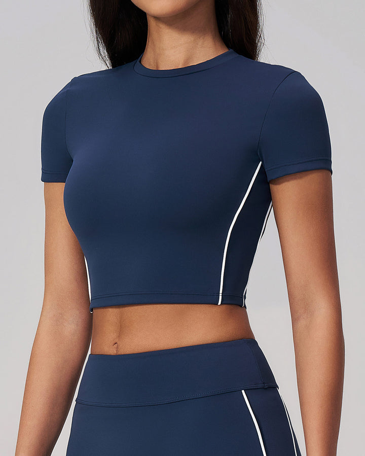 Alora Crop Tee - Navy