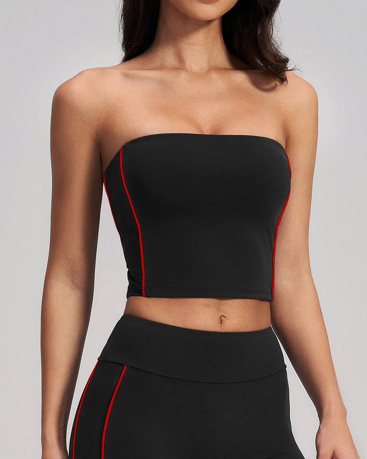 Alora Crop Top - Black Red