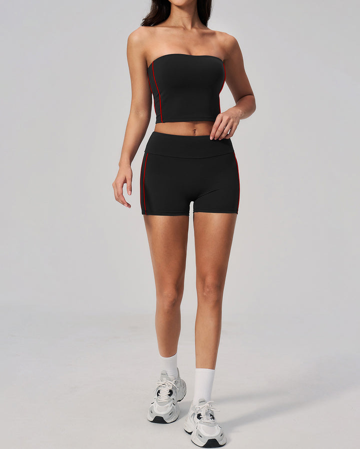 Alora Crop Top - Black Red