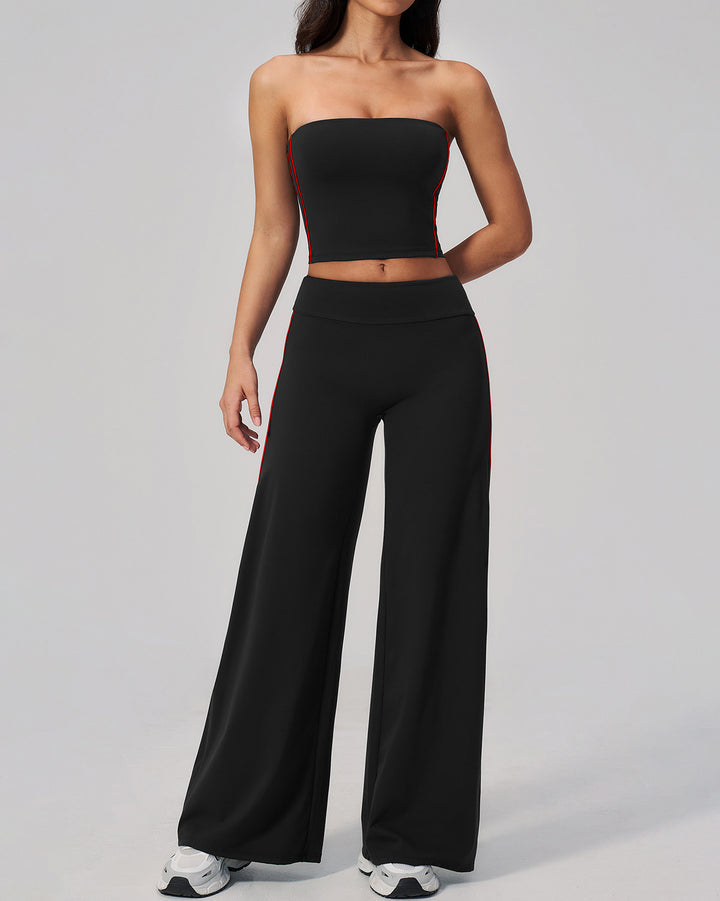 Alora Crop Top - Black Red