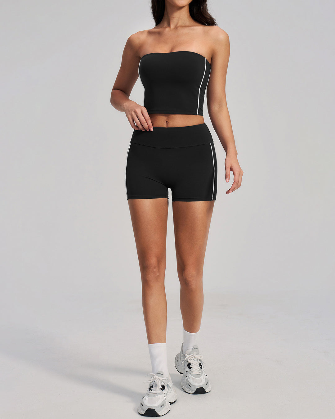 Alora Crop Top - Black White
