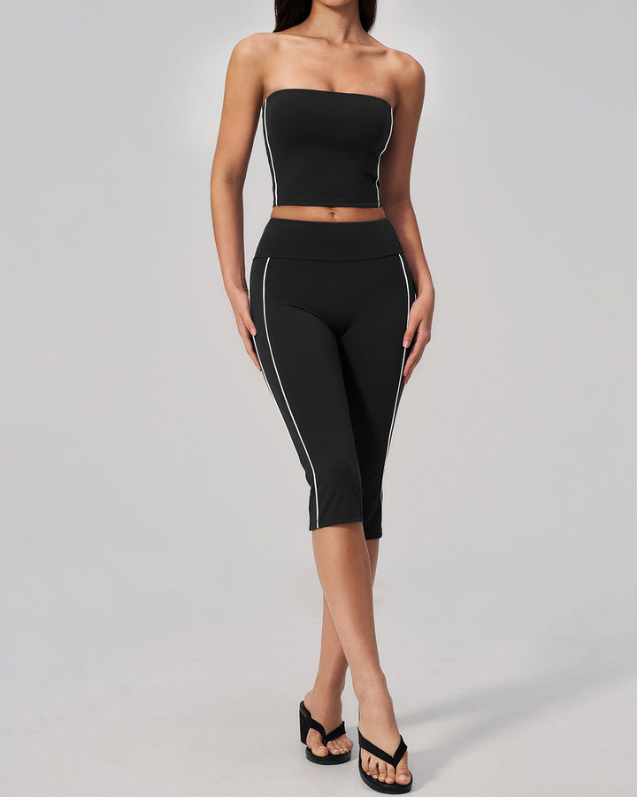Alora Crop Top - Black White