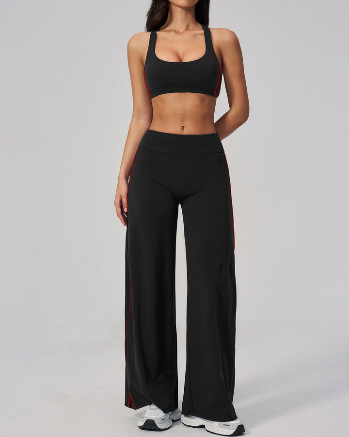 Alora Flare Leggings - Black Red
