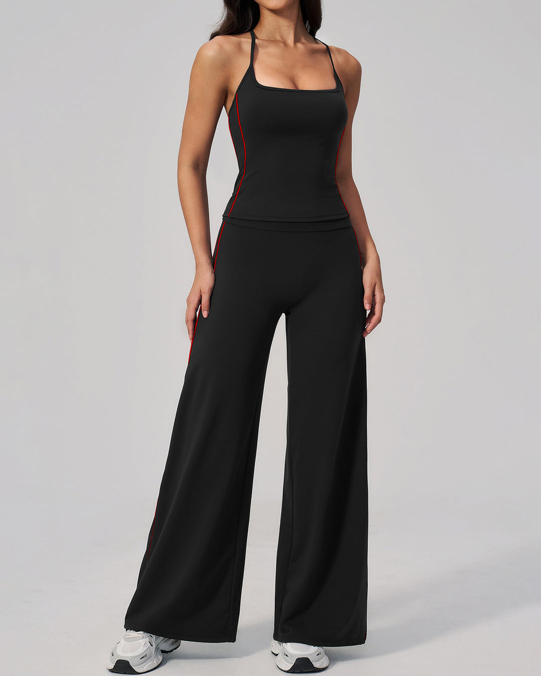 Alora Flare Leggings - Black Red