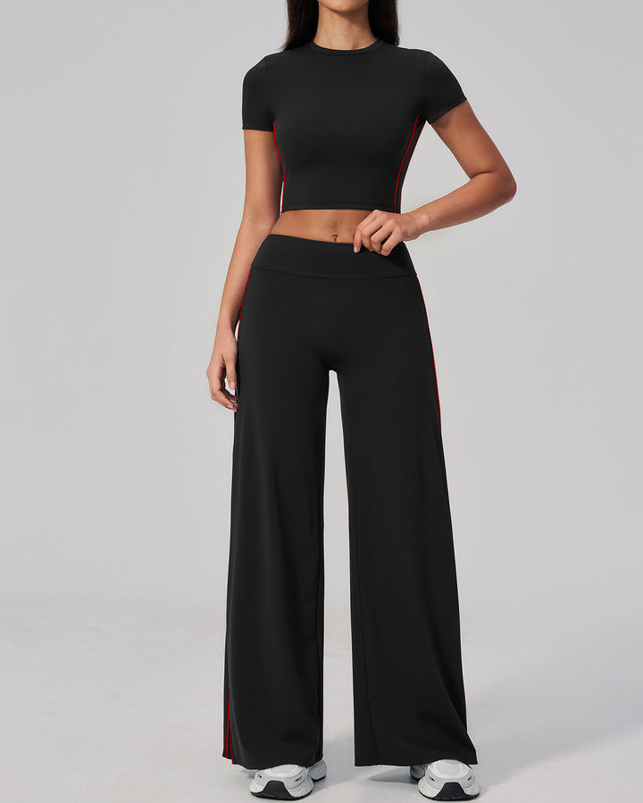 Alora Flare Leggings - Black Red