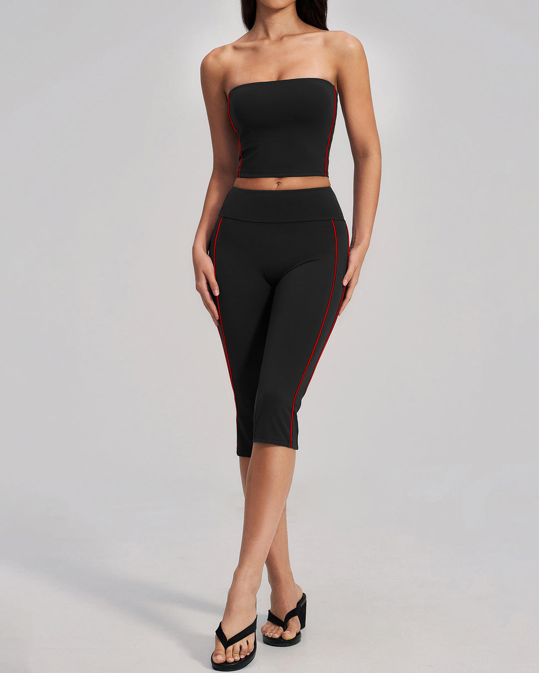 Alora Seamless Capri - Black Red