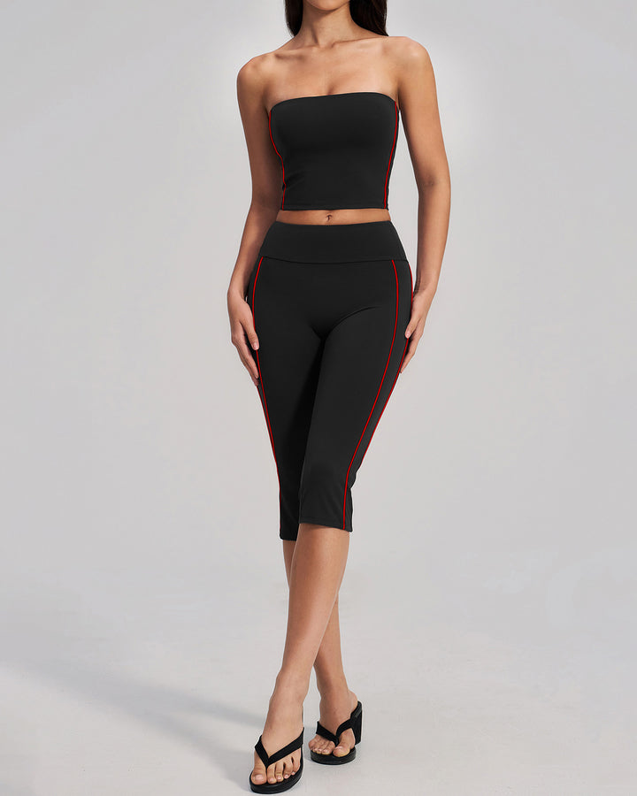 Alora Seamless Capri - Black Red