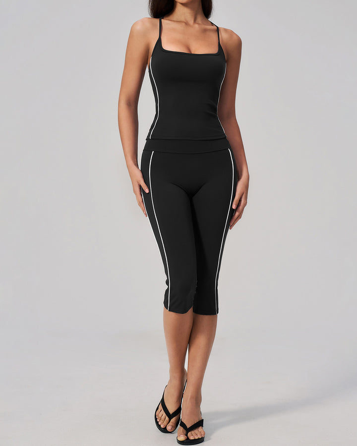 Alora Seamless Capri - Black White