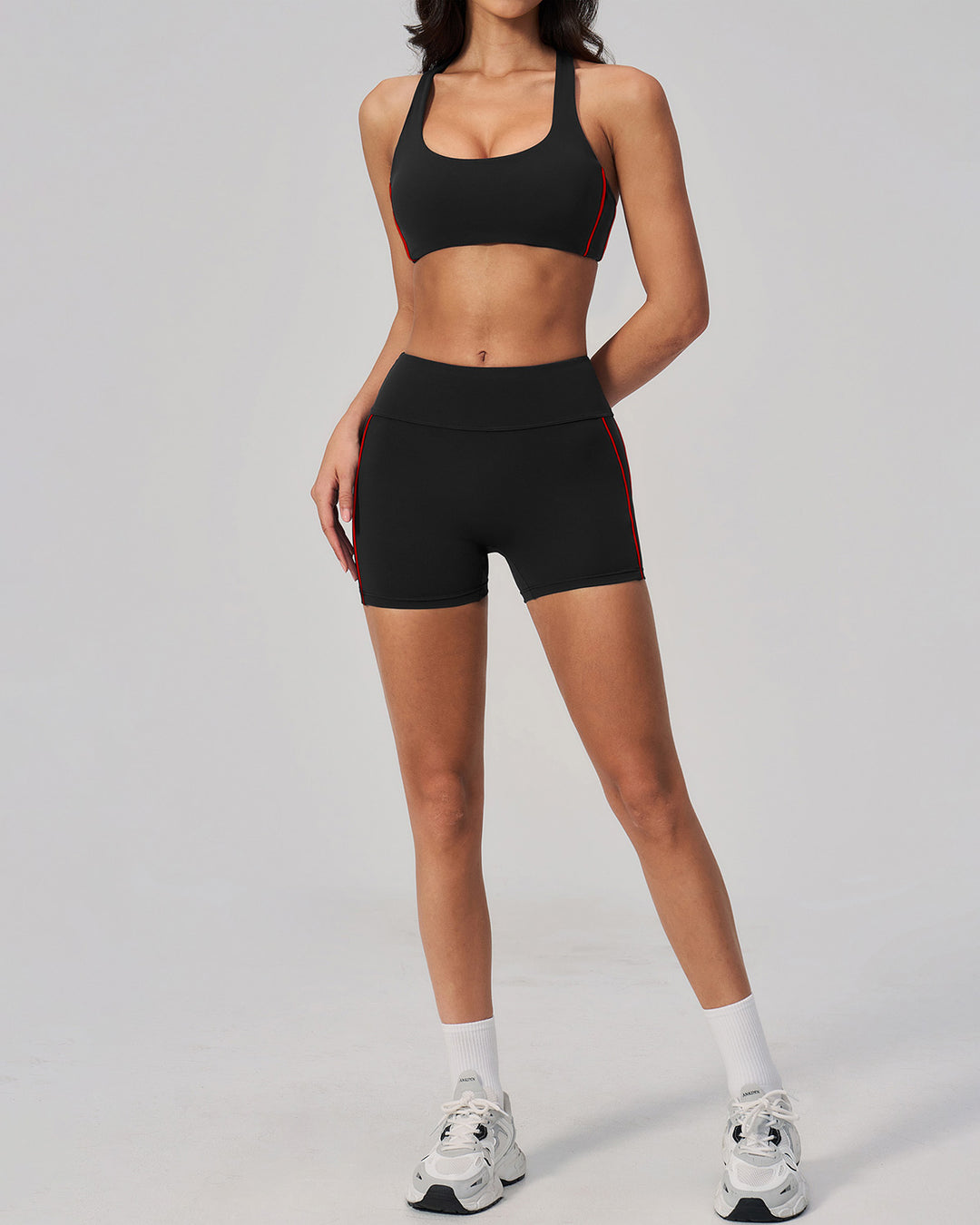 Alora Seamless Shorts - Black Red