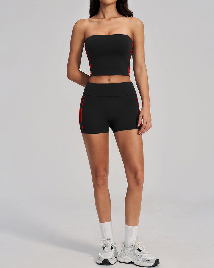 Alora Seamless Shorts - Black Red