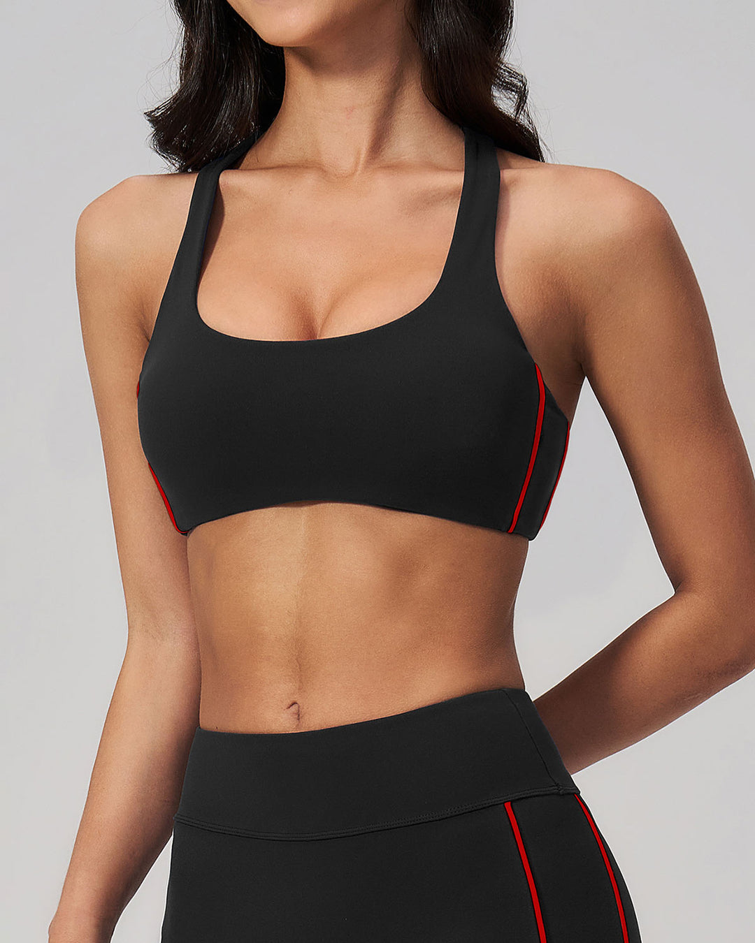 Alora Sports Bra - Black Red
