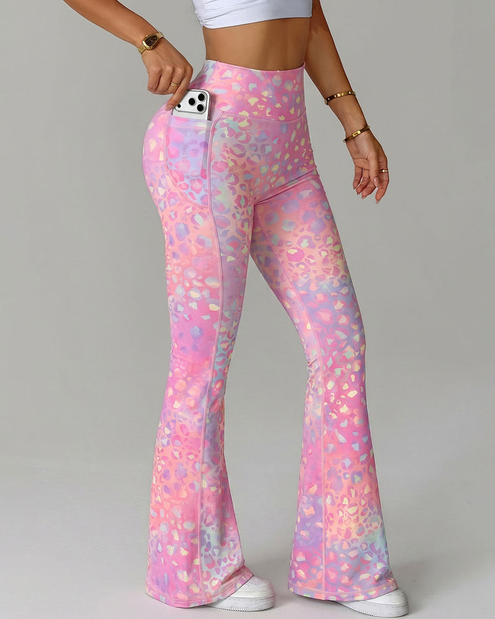 Aveline Flare Leggings - Bubblegum Leopard