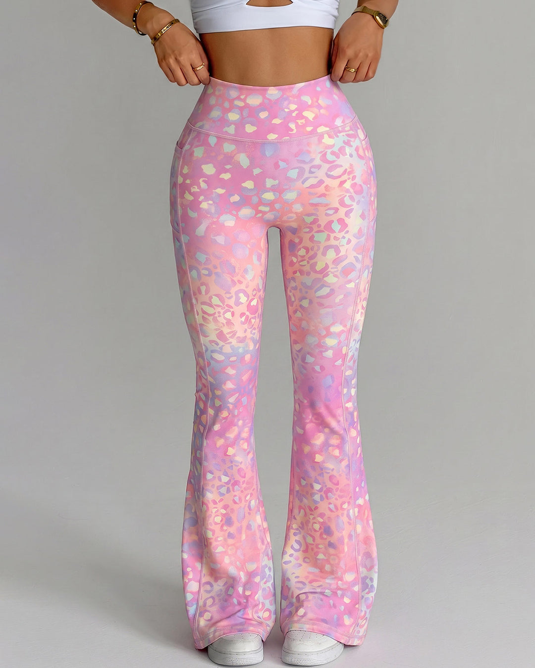 Aveline Flare Leggings - Bubblegum Leopard