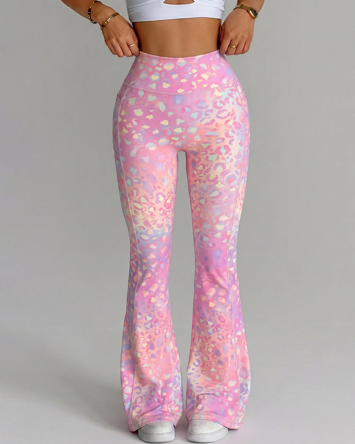 Aveline Flare Leggings - Bubblegum Leopard