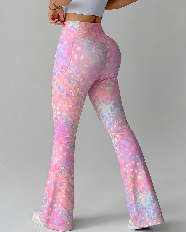 Aveline Flare Leggings - Bubblegum Leopard