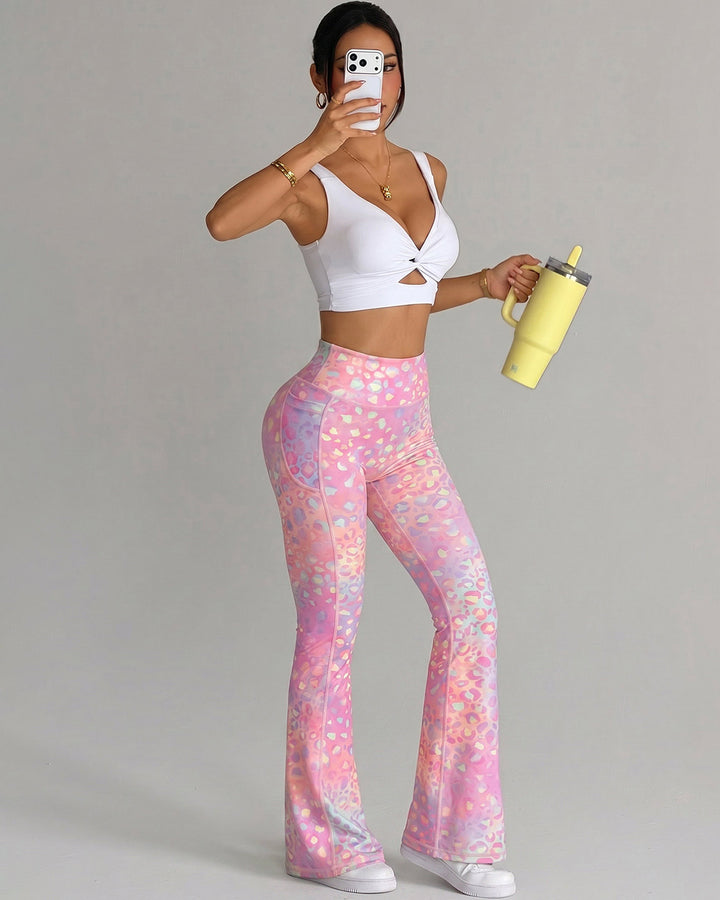 Aveline Flare Leggings - Bubblegum Leopard