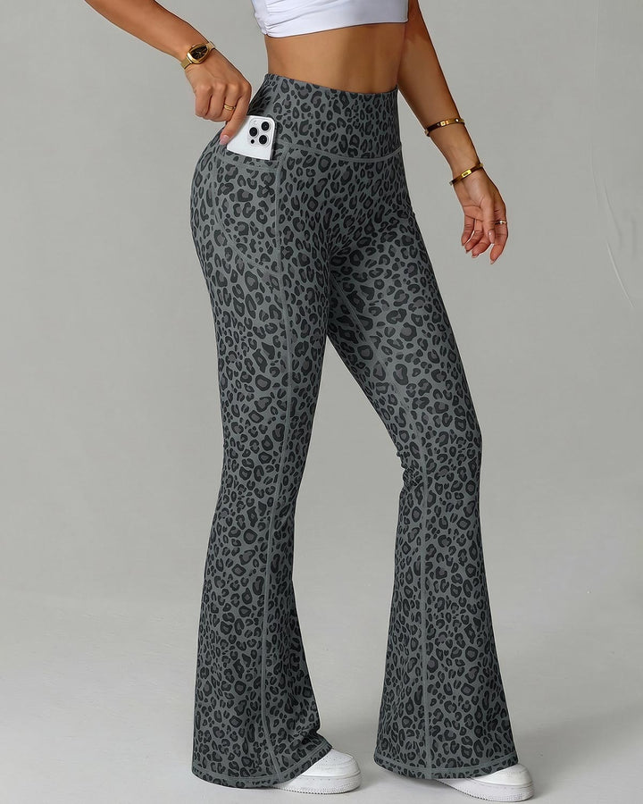 Aveline Flare Leggings - Charcoal Leopard