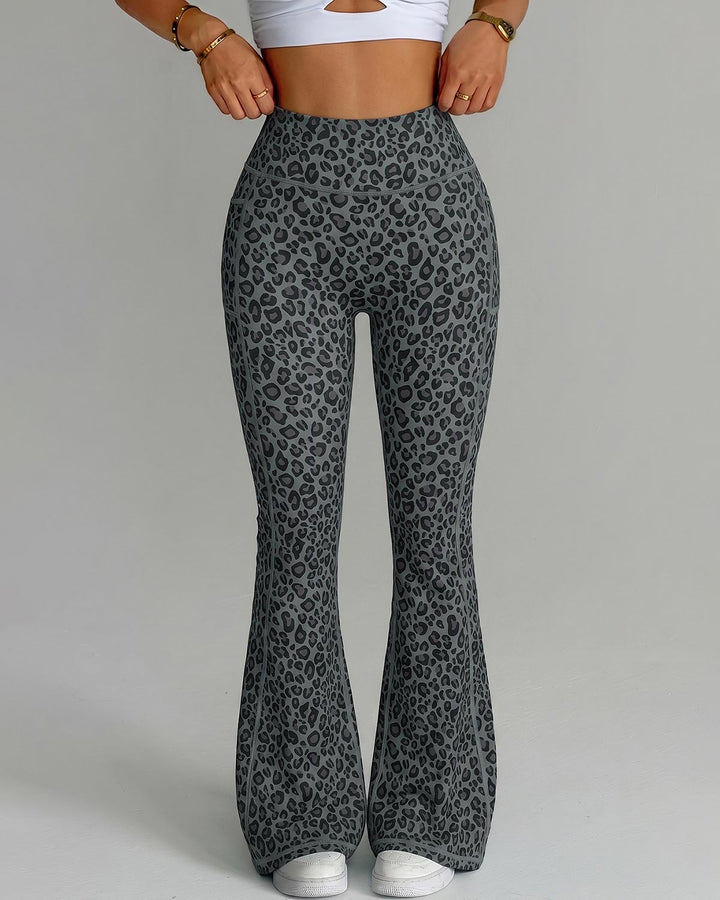 Aveline Flare Leggings - Charcoal Leopard