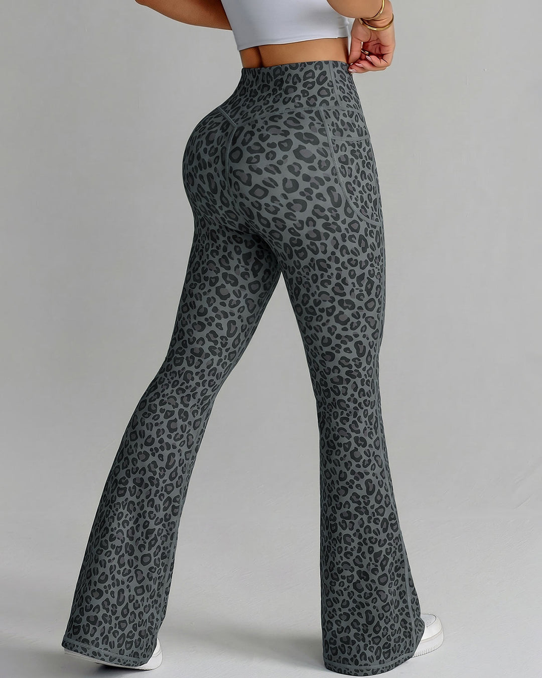 Aveline Flare Leggings - Charcoal Leopard