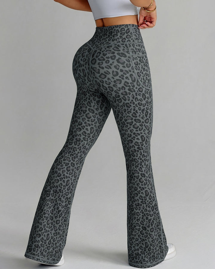 Aveline Flare Leggings - Charcoal Leopard