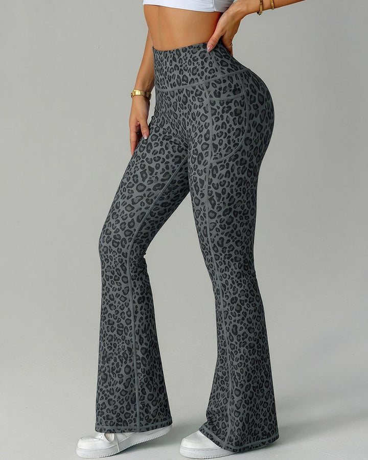 Aveline Flare Leggings - Charcoal Leopard