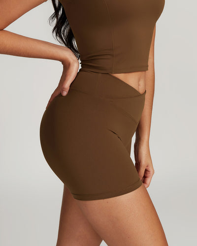 Hazel Scrunch Shorts - Brown