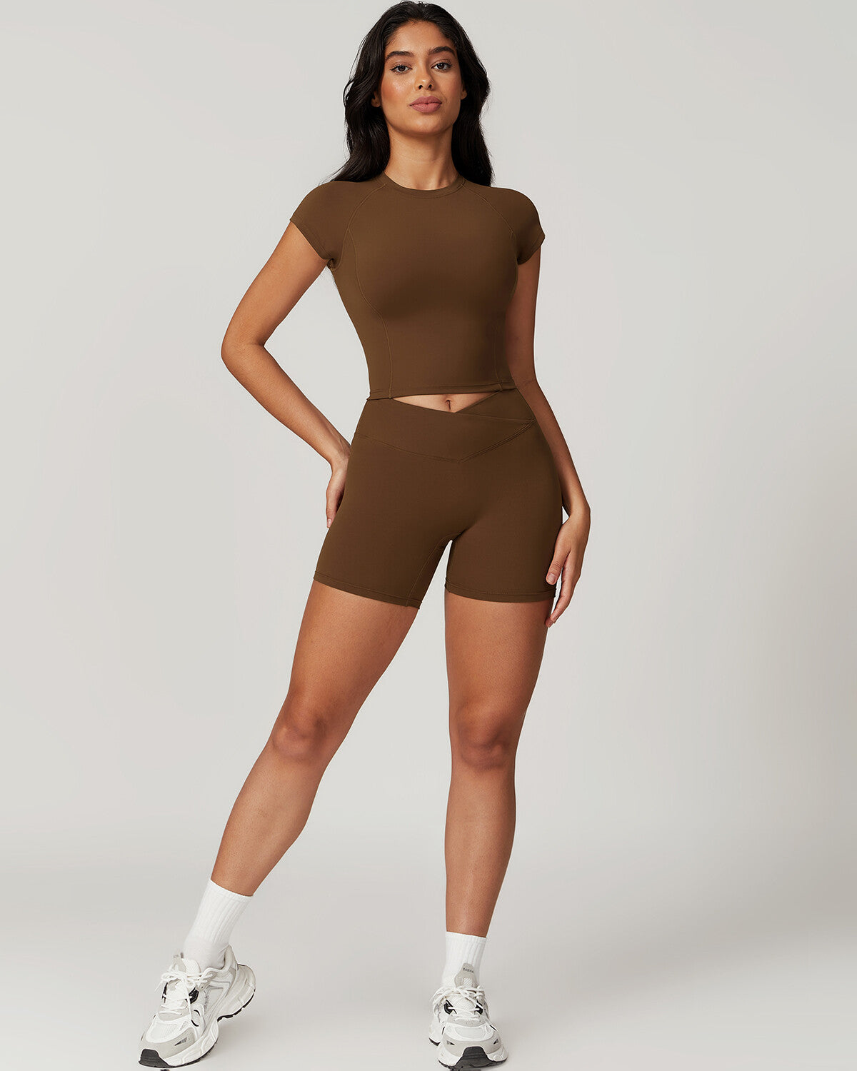 Hazel Scrunch Shorts - Brown