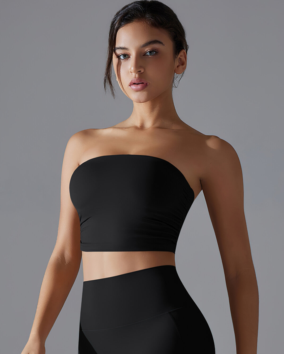 Bianca Ruched Crop Top - Black