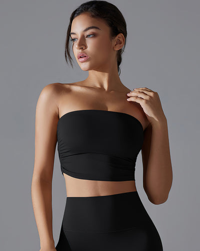 Bianca Ruched Crop Top - Black