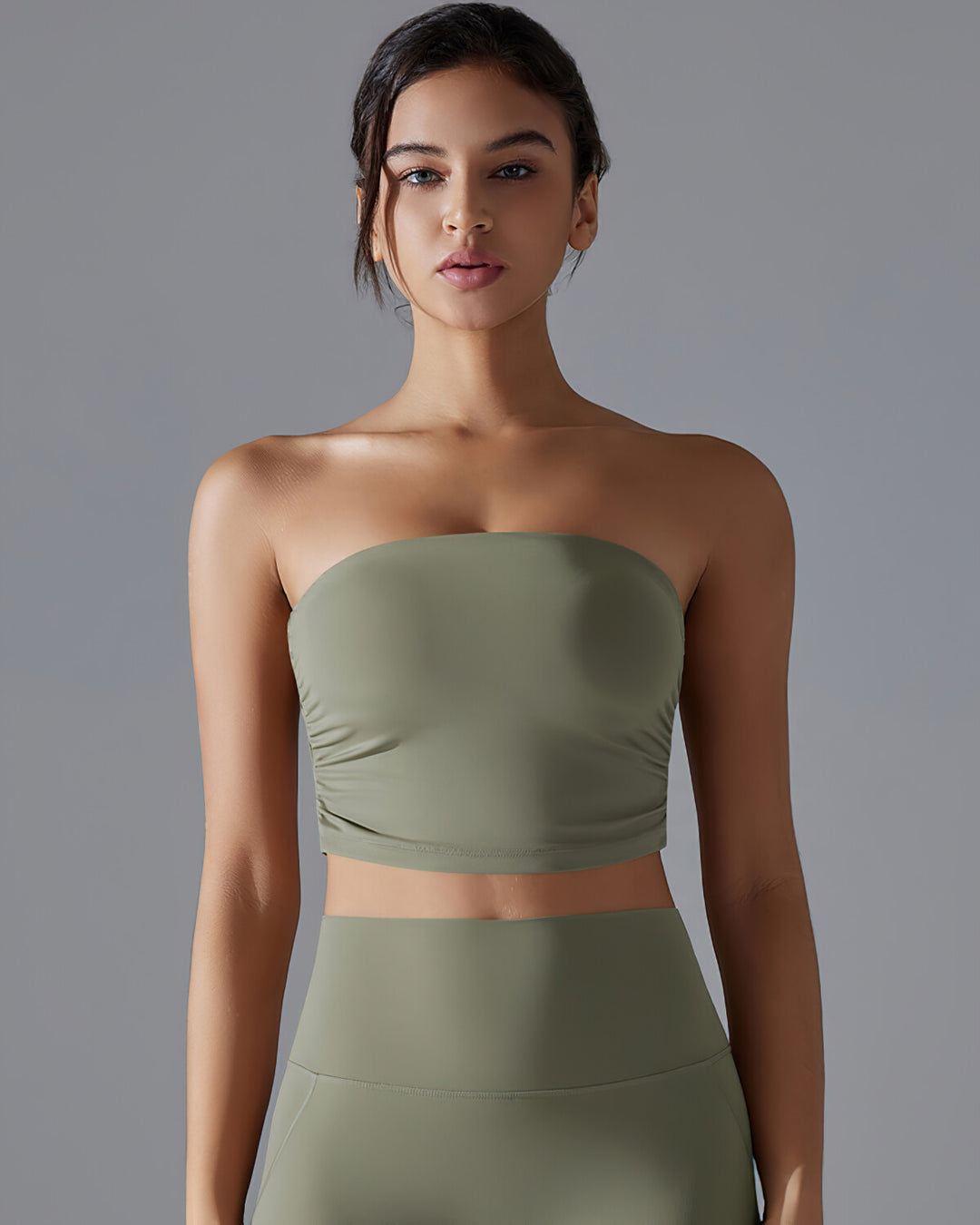 Bianca Ruched Crop Top - Green