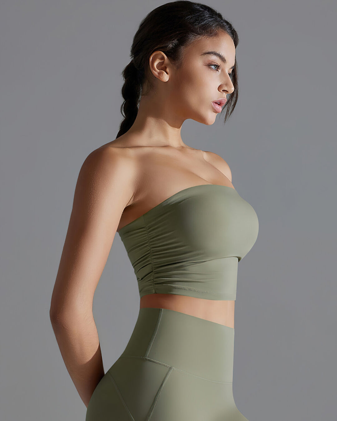 Bianca Ruched Crop Top - Green