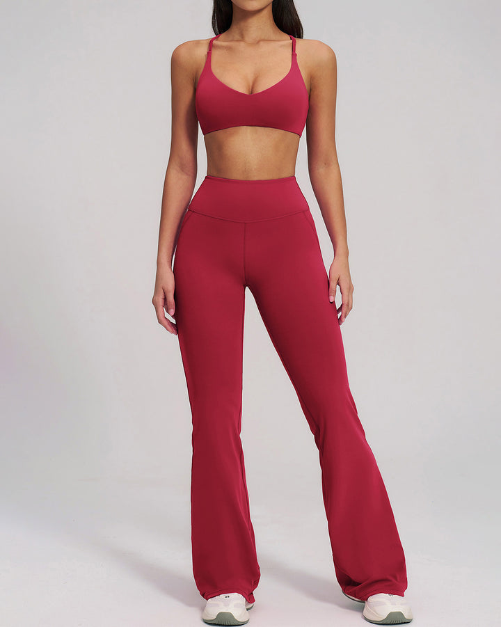Brinley Flare Leggings - Red