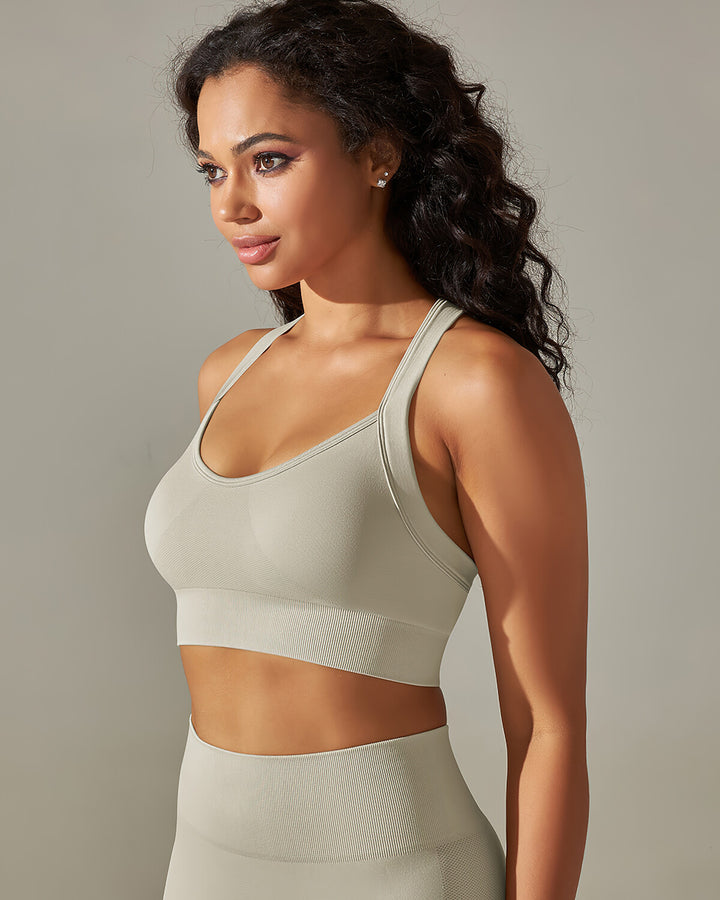 Cleo Crossback Sports Bra - Light Grey