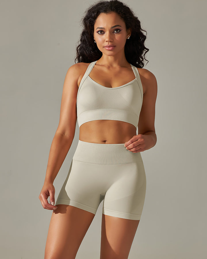Cleo Crossback Sports Bra - Light Grey