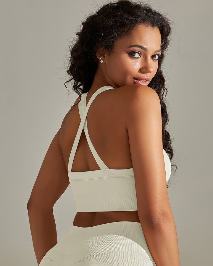 Cleo Crossback Sports Bra - Beige
