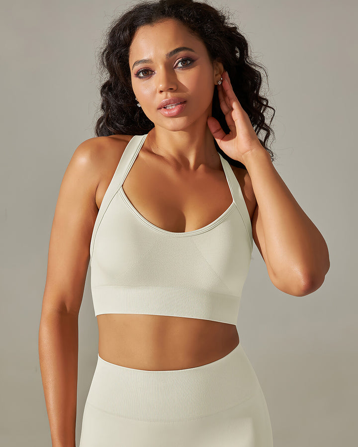 Cleo Crossback Sports Bra - Beige