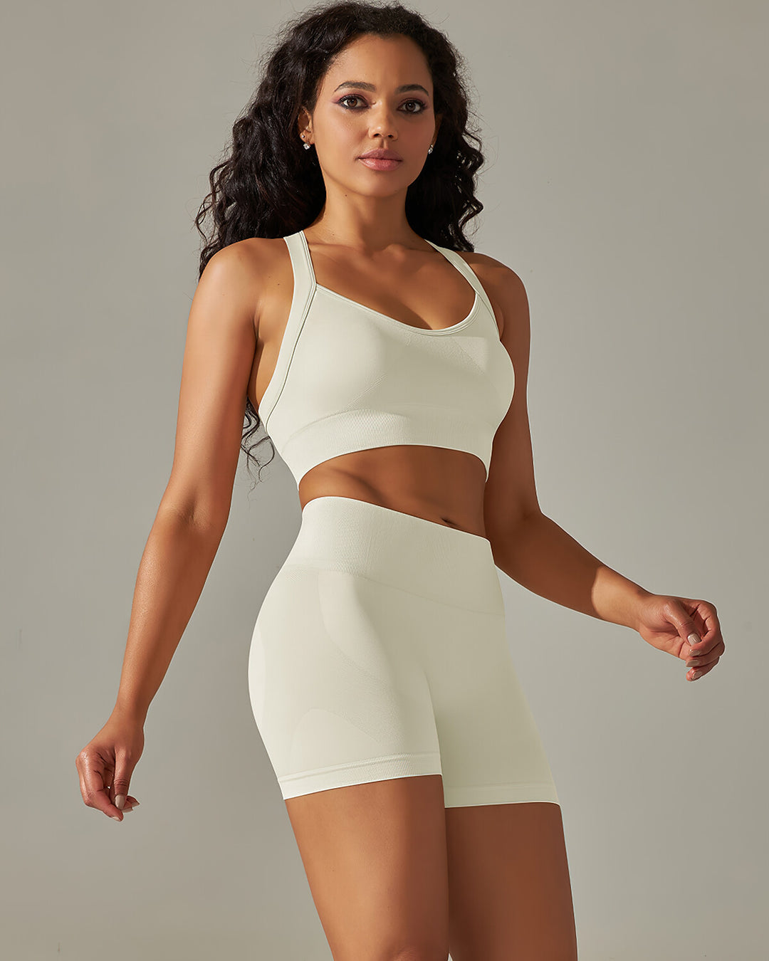 Cleo Crossback Sports Bra - Beige