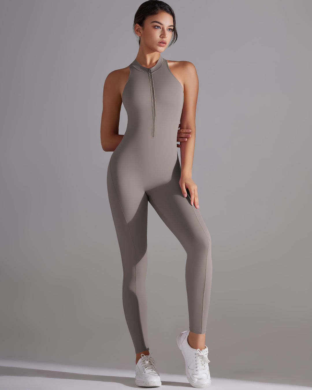 Coralie Seamless Scrunch Jumpsuit - Ash Brown