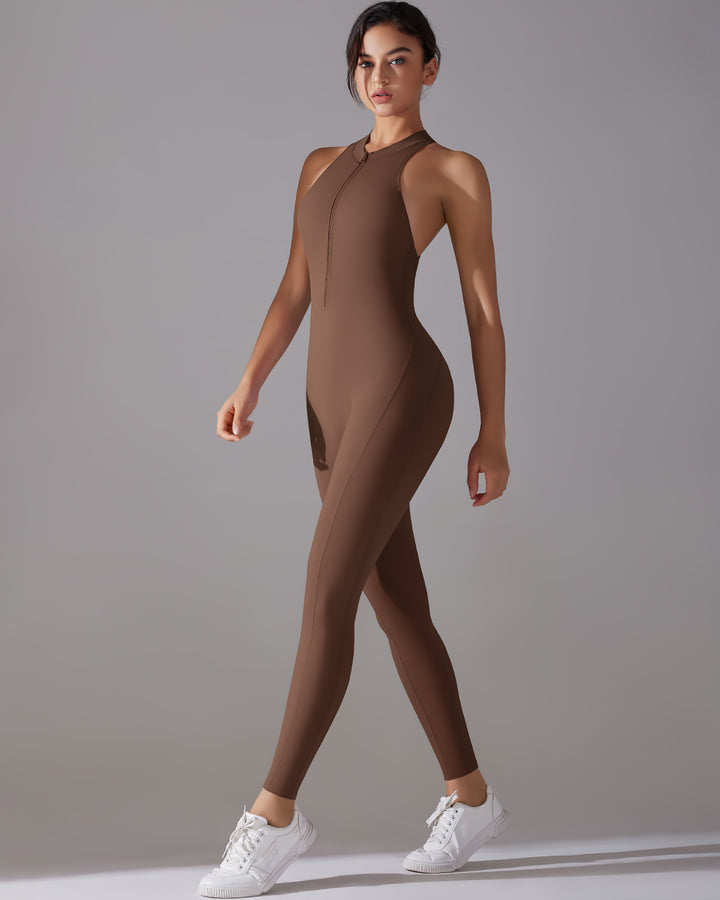 Coralie Seamless Scrunch Jumpsuit - Chocolate