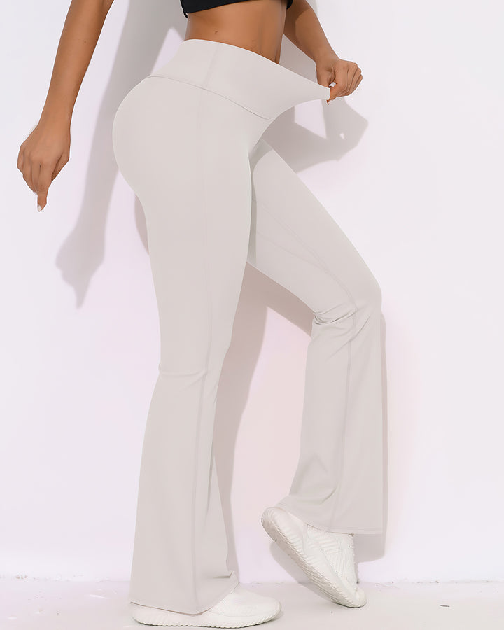 Elara Scrunch Flare Leggings - Beige